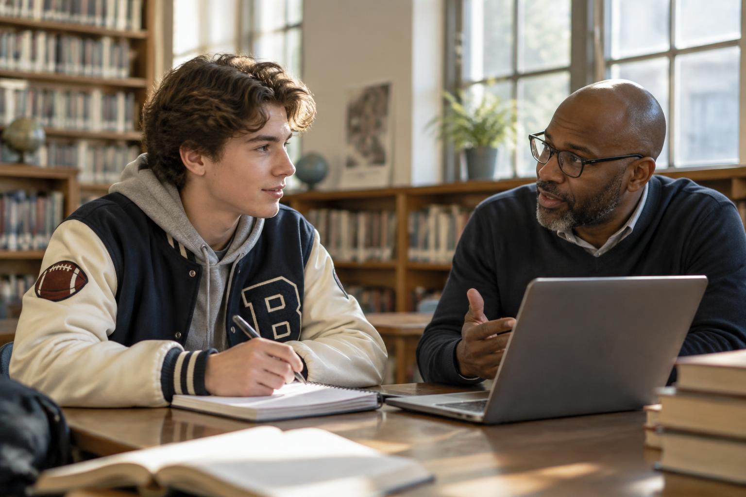 A scholar-athlete planning his future with a mentor